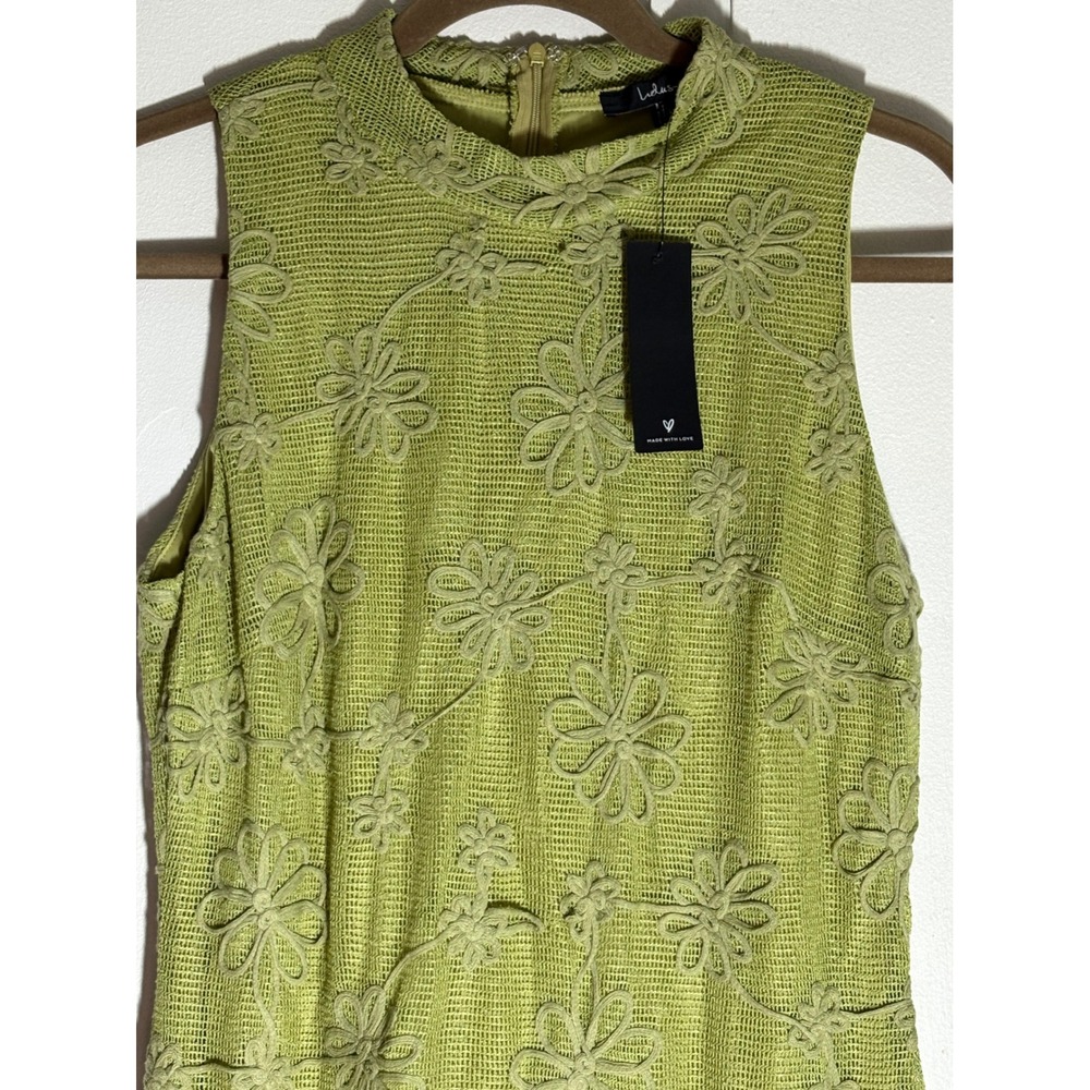 Lulu's Danalee Lime Green Embroidered MIdid Dress sz LG NWT - Picture 8 of 12